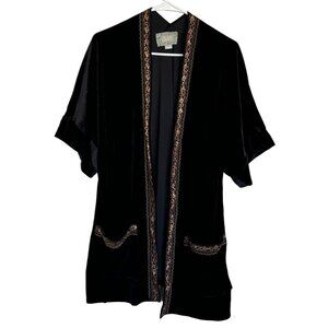Silverado Velvet Open Front Kimono Long‎ Cardi in Black Women's Large /j2